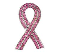 Broche en strass - Broche en forme de ruban rose en émail | Épinglette en forme de ruban d'espoir, broche en émail et strass, accessoire élégant pour femmes et filles