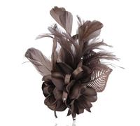Broche en tissu délicat avec motif de fleurs en forme de feuilles de plumes - Broche classique pour mariage, fête, banquet, pour femme - Épingles élégantes en oxyde de zirconium - Accessoires de