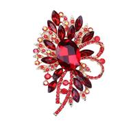 Broche en Verre Rouge Ornée de Cristaux Décorative pour Blazer et | Alliance, Verre, Éclat Raffiné, Touche Unique pour Tenues Formelles et Travail