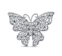 Broche Épingle À Écharpe Papillon en Filigrane De Cristal Grand en Laiton Plaqué Argent pour Femme Déclaration De Mode avec Design Flottant