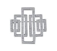 Broche Épingle À Foulard De Style Vintage Art Déco Géométrique Large Pavé Rectangulaire CZ Zircon Cubique Épingle À Foulard De Déclaration Pour Femmes Plaqué Argent