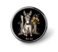 Broche/épingle à revers ronde représentant un âne mignon et un joli derrière, idéale pour cravate, chapeau, vêtements et bijoux.