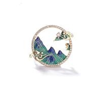 Broche Epingle Broches Pins Épinglette Pince À Châle Nouvelle Broche De Style Antique Chinois De Bon Augure Air De Fée De Sommet De Montagne Serti De Diamants Accessoires Occidentaux, Corsage D'Access