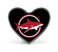 Broche/épingle en métal Shark1 Dive Novelty Heart (2,5 cm) pour vêtements, sacs et cravates.