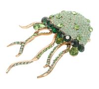 Broche Épingle Méduse avec Cristaux en Alliage de Zinc Verte