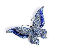 Broche épingle papillon en strass pour femmes et filles - Tendance - Exquise - Grand cristal bleu impératrice monarque - Broches épingles de revers ailées - Accessoires de robe élégants - Bijoux