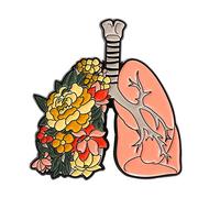 Broche Epingle Rose cerveau broche os poitrine poumon métal Badge fleurs humaines éblouissement vêtements sac bijoux cadeau Pin’ S (C, One Size)