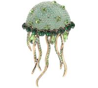 Broche Épingle Verte en Alliage de Zinc Méduse en Cristaux