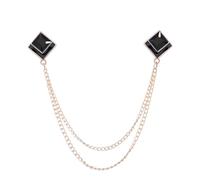 Broche Épinglette Chaîn Collier géométrique broche hommes chemise col chaîne gland épinglette Gland pour Hommes Femmes(Schwarz)