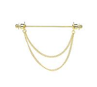 Broche Épinglette Chaîn Gland chaîne épinglette boucle de chemise un mot broche cravate collier épingle Gland pour Hommes Femmes(Gold)