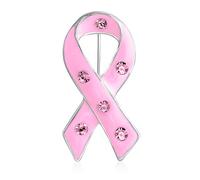 Broche Épinglette Survivante Du Cancer Du Sein Avec Ruban Rose De Prévention Et Sensibilisation Accent Cristal Émail Soutenir La Cause Pour Femmes Plaqué Argent Or