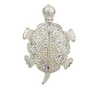 Broche et collier tortue-monnaie incrustés de diamants - Bijou à double usage for petits animaux(GoldenTurtleSilver)