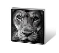 Broche et épingles à tête de lion unisexe - Noir et blanc - Carrée - Léger - Bijoux pour vêtements, châle, chapeau