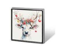 Broche et épingles carrées légères en forme de renne avec éléments de Noël pour vêtements, châle, chapeau