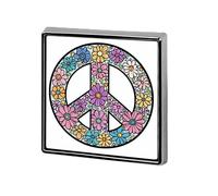 Broche et épingles unisexe avec signe de paix style dessin animé motif floral carré léger bijoux pour vêtements, châle, chapeau