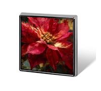 Broche et épingles unisexes en forme de fleur de poinsettia unique avec centre doré et carré léger pour vêtements, châle, chapeau