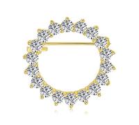 Broche Éternité Nuptiale En Zircon Cubique AAA CZ Écharpe Taille Brillant Cercle Rond Pour Femme Pour Mariage Laiton Plaqué Or Jaune