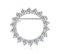 Broche Éternité Nuptiale En Zircon Cubique Rond Taille Brillant AAA CZ Écharpe Cercle Rond Pour Femme Mariage Laiton Plaqué Argent
