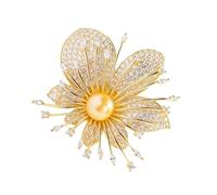 Broche étincelante avec perles artificielles, épingle à fleur en cristal d'inspiration vintage pour robes