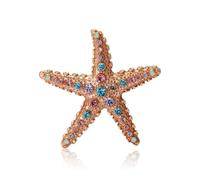 Broche étoile de mer incrustée de diamants, style vacances à la plage (1 pièce), 4.5cn, Argent