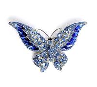 Broche exquise en forme de papillon en strass - Grande broche en cristal bleu impératrice monarque ailée pour femmes et filles - Accessoires de robe raffinés pour mariages, Noël et anniversaires