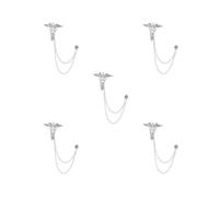 Broche fantaisie en forme d'aile d'ange avec chaîne - Argenté, 4cmx3.8cm, Plastique, comme description