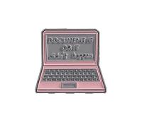 Broche fantaisie pour ordinateur portable en émail rose pour femme - Broche créative « Document It or It Didn't Happen » - Épinglette de dessin animé pour veste, sac à dos, sacs, vêtements, badge