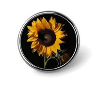 Broche fantaisie tournesol sur fond noir, épingle à revers, badge, cravate, bijoux, décoration pour chapeaux, vestes, chemises