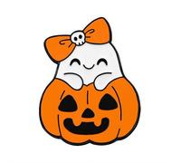 Broche fantôme d'Halloween pour femme 2025 NOUVELLE broche Kawaii en émail noir chat blanc fantôme broche décoration d'Halloween, 1pcs, Métal