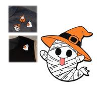 Broche fantôme d'Halloween pour femme 2025 NOUVELLE broche Kawaii en émail noir chat blanc fantôme broche décoration d'Halloween, 1pcs, Métal