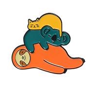 Broche Femme Vetement Decollete Mignon drôle paresseux émail broche paresseux Animal Koala chat Badge broche broche sac à dos Badge dessin animé bijoux cadeau pour fille Pin’S (D, One Size)
