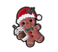 Broche festive Gingersnap Biscuit Chaton Broche Épinglette Décoration de Noël Cadeau pour amis Famille Accessoire de vacances Broche en émail pour les amis, taille unique, comme décrit