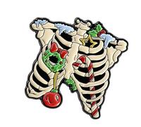 Broche festive, punk, squelette en forme de cœur, émaillé, gothique, accessoire de bijoux pour tous les jours, les fêtes, One Size, Comme décrit