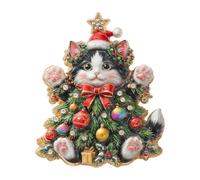 Broche festive saisonnière pour arbre à chat avec ton | Bordure avec détails scintillants, accessoire en alliage pour vêtements à revers de manteau de pull