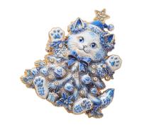 Broche festive saisonnière pour arbre à chat avec ton | Bordure avec détails scintillants, accessoire en alliage pour vêtements à revers de manteau de pull