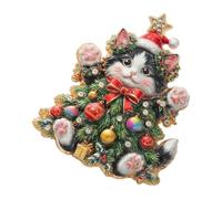 Broche festive saisonnière pour arbre à chat avec ton | Bordure avec détails scintillants, accessoire en alliage pour vêtements à revers de manteau de pull
