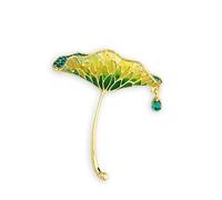 Broche Feuille de Lotus Fleur Revers Pin Lotus Vert Fleurs Élégantes Broches Cristal Insigne Vêtements Accessoires Bijoux