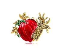 Broche Feuille De Maïs Citrouille Pour Femmes Filles Unisexe Plaqué Or Fruits Rouges Érable Saison d'Automne Broches Épinglettes Robe Accessoires Thanksgiving Ornement Bijoux Cadeau