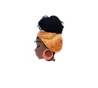 Broche fille africaine multicolore Acrylique Badge Corsage Pin, Orange