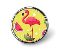 Broche flamant rose et pastèque, épingle de sécurité en alliage de qualité supérieure, indélébile, ornement raffiné et sans bavure, idéale pour la décoration et les cadeaux.