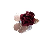 Broche Fleur 2pc Crystal Corsage Wrist Flower Satin Rose Boutonniere Brooches For Bride Bridesmaid Sister Group Wedding Supplies Bouquet Dance