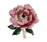 Broche Fleur Broches de fleur de pivoine rose en émail for femmes, épingles de plante unisexe, accessoires de bijoux de fête de Banquet