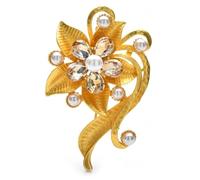 Broche fleur de couleur or épingles pour les femmes Dame 2 couleurs strass pull plantes broches, champagne