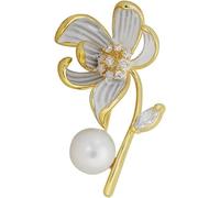 Broche fleur de lotus strass perle lotus épingle perle fleur insigne broche femme vêtements accessoire broche anti-éblouissement broche écharpe clip bijoux, Métal