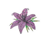 Broche Fleur De Lys Cristal Autrichien Élégant Épingle à Revers Pour Robe Mariage Pull Cadeau Femme Noël Anniversaire Fête Des Mères Accessoire Mode Cz Bordé Bijou De Fête Chic (Violet)