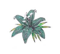 Broche Fleur De Lys Cristal Autrichien Élégant Épingle à Revers Pour Robe Mariage Pull Cadeau Femme Noël Anniversaire Fête Des Mères Accessoire Mode Cz Bordé Bijou De Fête Chic (vert)