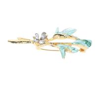 Broche Fleur de Verte en Alliage de Zinc Strass | Accessoire Élégant et Scintillant, pour Robes, Paquet, Chapeaux, Fêtes et Style de Bureau