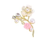Broche fleur élégante avec strass, fermeture sécurisée, légère, confortable, pour robes de soirée, occasions formelles, bijoux, broche fleur en oxyde de zirconium, Einheitsgröße, comme décrit