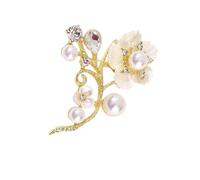 Broche fleur élégante avec strass, fermeture sécurisée, légère, confortable, pour robes de soirée, occasions formelles, bijoux, broche fleur en oxyde de zirconium, Einheitsgröße, comme décrit