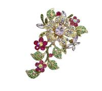 Broche fleur en alliage robuste avec cristaux accentués artisanaux pour une utilisation formelle et quotidienne sophistiquée pour femme, taille unique, Comme décrit